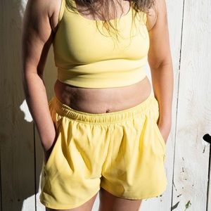 Girlfriend Collective Gazelle Shorts “Lemon” Medium